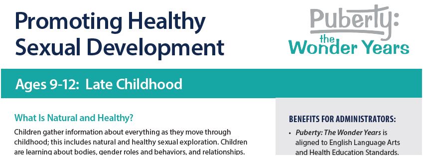 Promoting Healthy Sexual Development: Ages 9-12: Late Childhood Chart Heading