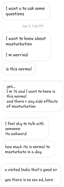 Online chat about masturbation