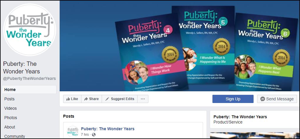 Puberty: The Wonder Years Facebook page